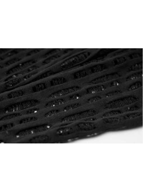 Black Drawnwork Mesh Broken Holes Thumb Opening Gothic Gloves