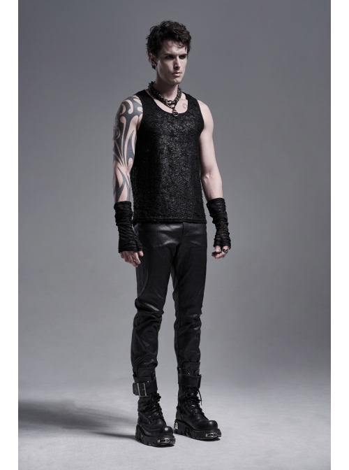 Snake Print Broken Holes Black Gothic Mesh Gloves