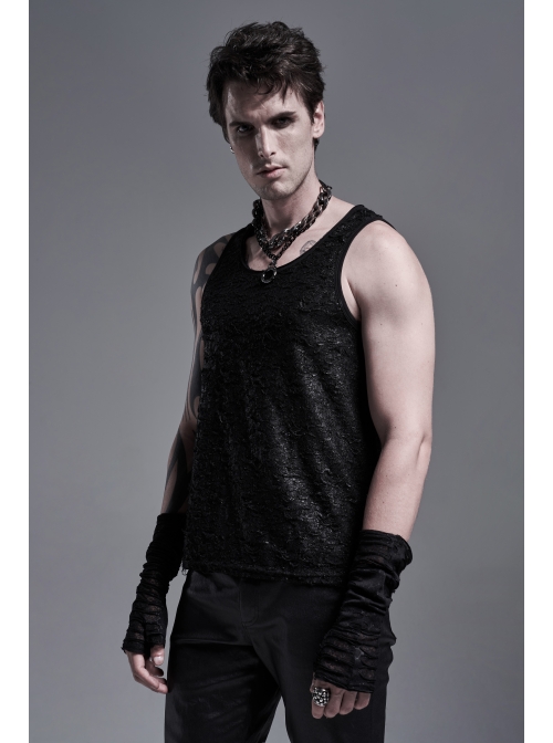 Snake Print Broken Holes Black Gothic Mesh Gloves