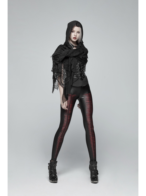 Big Hood Black Gothic Lace Sleeveless Cloak