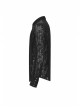 Placket Embroidery Angled Cuff Black Gothic Flocking Lace Shirt
