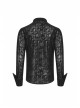 Placket Embroidery Angled Cuff Black Gothic Flocking Lace Shirt