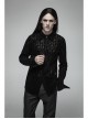 Placket Embroidery Angled Cuff Black Gothic Flocking Lace Shirt