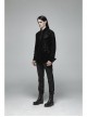 Placket Embroidery Angled Cuff Black Gothic Flocking Lace Shirt