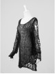 Black Broken Holes Long Sleeve Round Collar Punk Sweater