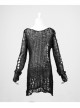 Black Broken Holes Long Sleeve Round Collar Punk Sweater