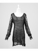 Black Broken Holes Long Sleeve Round Collar Punk Sweater