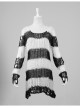 Black And White Broken Holes Long Sleeve Round Collar Punk Sweater