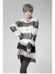 Black And White Broken Holes Long Sleeve Round Collar Punk Sweater