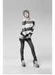 Black And White Broken Holes Long Sleeve Round Collar Punk Sweater