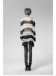 Black And White Broken Holes Long Sleeve Round Collar Punk Sweater
