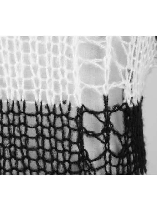 Black And White Broken Holes Long Sleeve Round Collar Punk Sweater