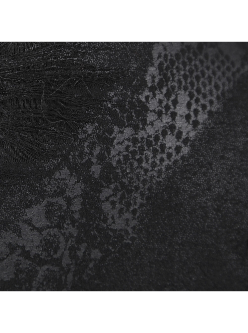 V-Neck Shoulder Lace-Up Waist Skulls Decoration Asymmetric Sharp Cutting Hem Black Punk Dress