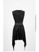 V-Neck Shoulder Lace-Up Waist Skulls Decoration Asymmetric Sharp Cutting Hem Black Punk Dress