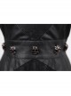 V-Neck Shoulder Lace-Up Waist Skulls Decoration Asymmetric Sharp Cutting Hem Black Punk Dress