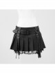 Black Cross Sagging Belt Lace Hem Punk Short Skirt