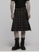 Side Pockets Zipper Decoration Sagging Bandage Frill Hem Black And Grey Plaid Punk Kilt