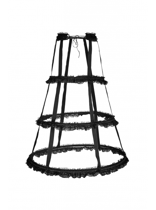 Black Lolita Banked Lace Gothic Bustle
