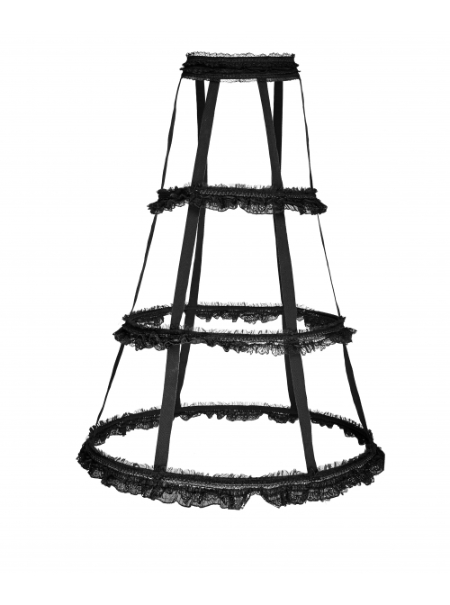 Black Lolita Banked Lace Gothic Bustle