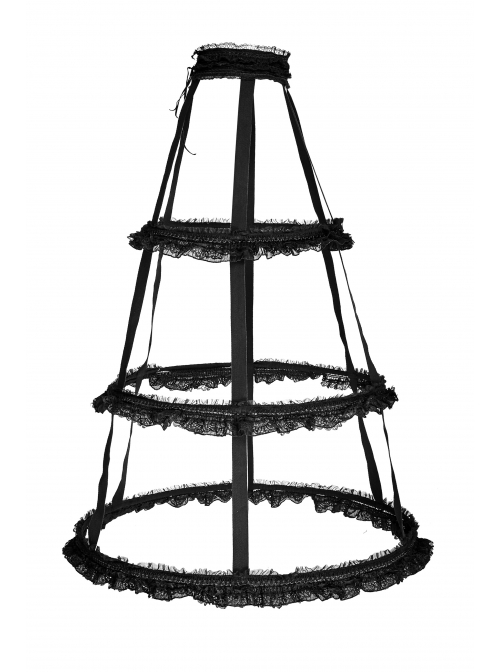 Black Lolita Banked Lace Gothic Bustle
