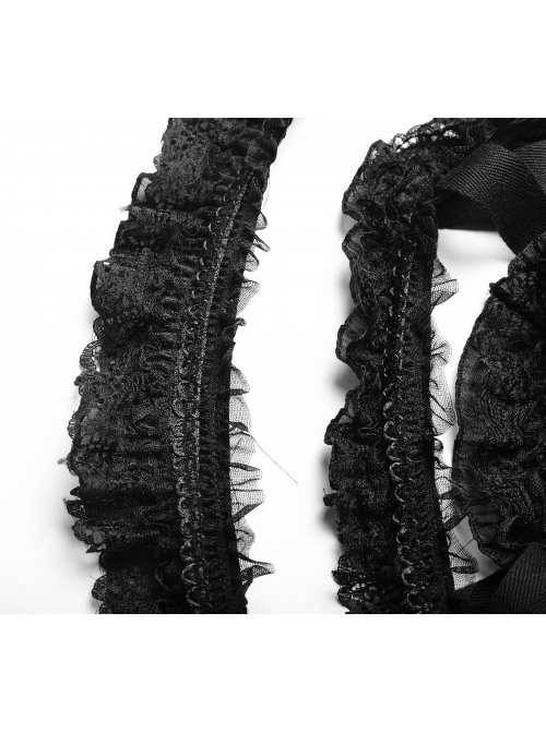 Black Lolita Banked Lace Gothic Bustle