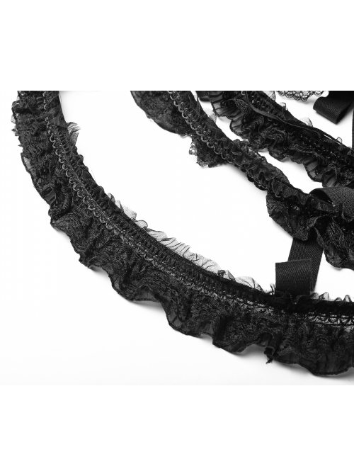 Black Lolita Banked Lace Gothic Bustle