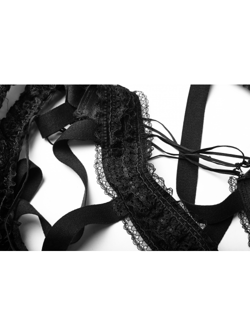 Black Lolita Banked Lace Gothic Bustle