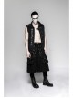 Metal Hasp Leather Bandage Front Pockets Frill Hem Black Punk Kilt