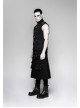 Metal Hasp Leather Bandage Front Pockets Frill Hem Black Punk Kilt