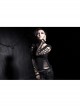 Black Hollow Worn-Out Strips Long Sleeve Punk Tight T-Shirt