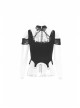 Choker Collar Back Bronze Skull Chain Mottled Mesh Short Sleeve Metal Loop Belt Hem Black Punk T-shirt