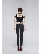 Choker Collar Back Bronze Skull Chain Mottled Mesh Short Sleeve Metal Loop Belt Hem Black Punk T-shirt