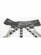 Choker Collar Back Bronze Skull Chain Mottled Mesh Short Sleeve Metal Loop Belt Hem Black Punk T-shirt