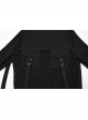Big Hood Chest Pockets Metal Ring Bandage Roping Mesh Long Sleeve Black Punk T-Shirt