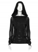 Big Hood Chest Pockets Metal Ring Bandage Roping Mesh Long Sleeve Black Punk T-Shirt
