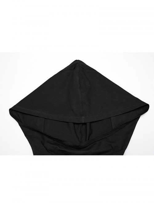 Big Hood Chest Pockets Metal Ring Bandage Roping Mesh Long Sleeve Black Punk T-Shirt