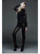 Big Hood Chest Pockets Metal Ring Bandage Roping Mesh Long Sleeve Black Punk T-Shirt