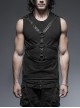 Chest Metal Ring Blasting Cracks Leather Hasp Shoulder Rivet Black Punk Vest