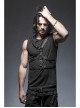 Chest Metal Ring Blasting Cracks Leather Hasp Shoulder Rivet Black Punk Vest