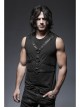 Chest Metal Ring Blasting Cracks Leather Hasp Shoulder Rivet Black Punk Vest