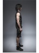 Chest Metal Ring Blasting Cracks Leather Hasp Shoulder Rivet Black Punk Vest