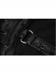 Lace-Up Collar Chest Metal Rings Leather Hasp Black Punk Short Sleeve T-Shirt
