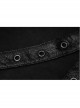 Lace-Up Collar Chest Metal Rings Leather Hasp Black Punk Short Sleeve T-Shirt