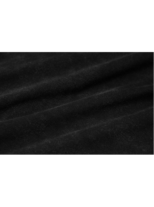 Lace-Up Collar Chest Metal Rings Leather Hasp Black Punk Short Sleeve T-Shirt