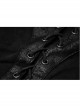 Lace-Up Collar Chest Metal Rings Leather Hasp Black Punk Short Sleeve T-Shirt