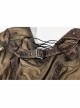 Brown Shoulder Armor Metal Leather Hasp Back Big V-Shaped Cross Lace-Up Punk T-Shirt