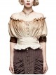 Off-White Jacquard Striped Off-Shoulder Big Neckband Chest Lace-Up Waist Elastic Band Punk T-Shirt