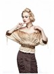 Off-White Jacquard Striped Off-Shoulder Big Neckband Chest Lace-Up Waist Elastic Band Punk T-Shirt