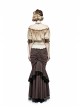 Off-White Jacquard Striped Off-Shoulder Big Neckband Chest Lace-Up Waist Elastic Band Punk T-Shirt
