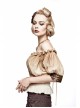 Off-White Jacquard Striped Off-Shoulder Big Neckband Chest Lace-Up Waist Elastic Band Punk T-Shirt